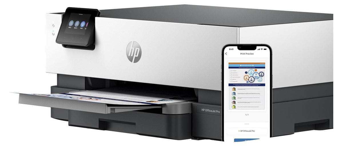 HP OfficeJet Pro 9110b Wireless Farbe Drucker, Beidseitiger Druck, Thermal Inkjet, Farbdruck, 4800 x 1200 DPI, A4, Direktdruck, Grau