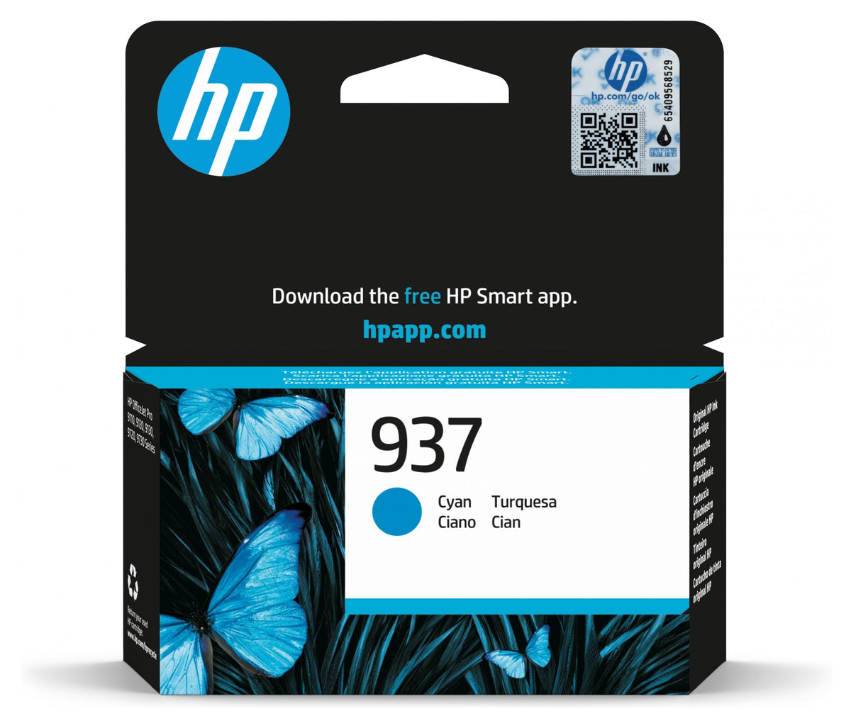 HP 937 Cyan Original Druckerpatrone, Standardertrag, Cyan, 1 Stück(e), 800 Seiten, Einzelpackung