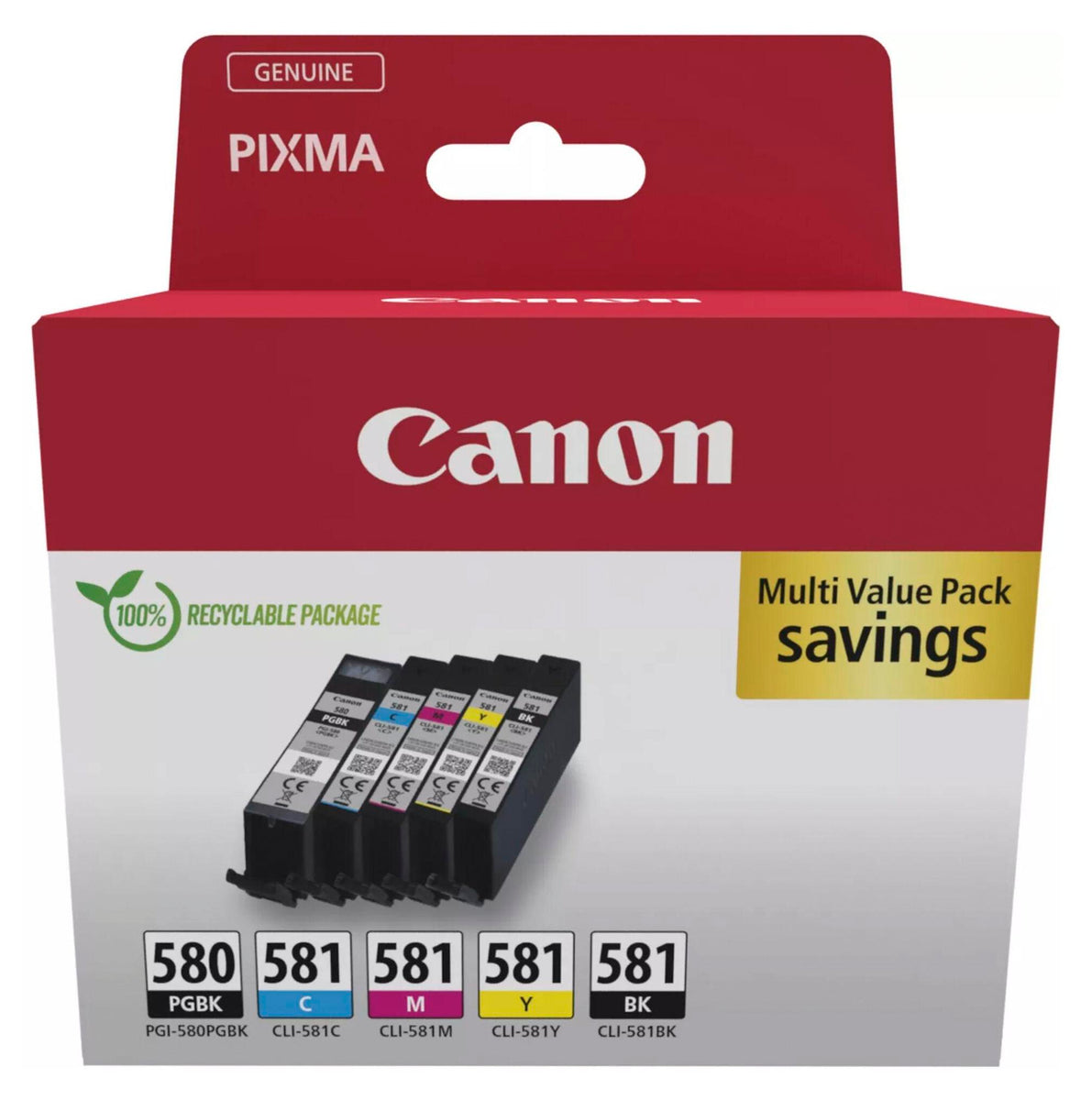 Canon PGI-580/CLI-581 PGBK/C/M/Y/BK Multipack, Schwarz, Blau, Cyan, Magenta, Gelb, 5,6 ml, 5 Stück(e), Multipack