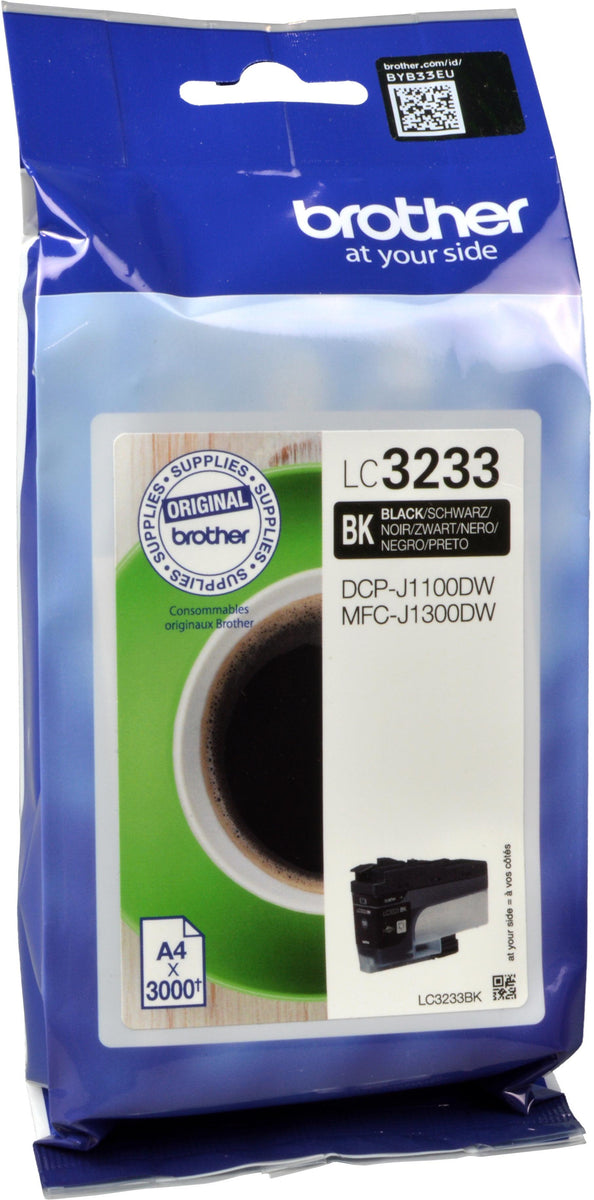 Brother LC3233BK, Standardertrag, Schwarz, Tinte auf Pigmentbasis, 1 Stück(e), 3000 Seiten, Einzelpackung