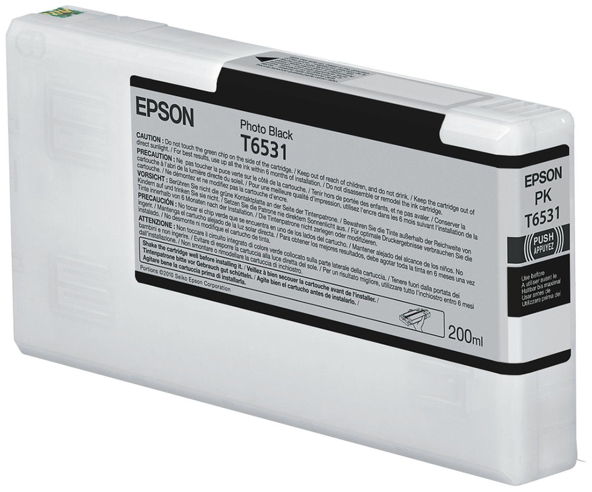 Epson T6531 Photo Black-Tintenpatrone (200 ml), Standardertrag, Schwarz, Tinte auf Farbstoffbasis, 200 ml, 1 Stück(e), Einzelpackung