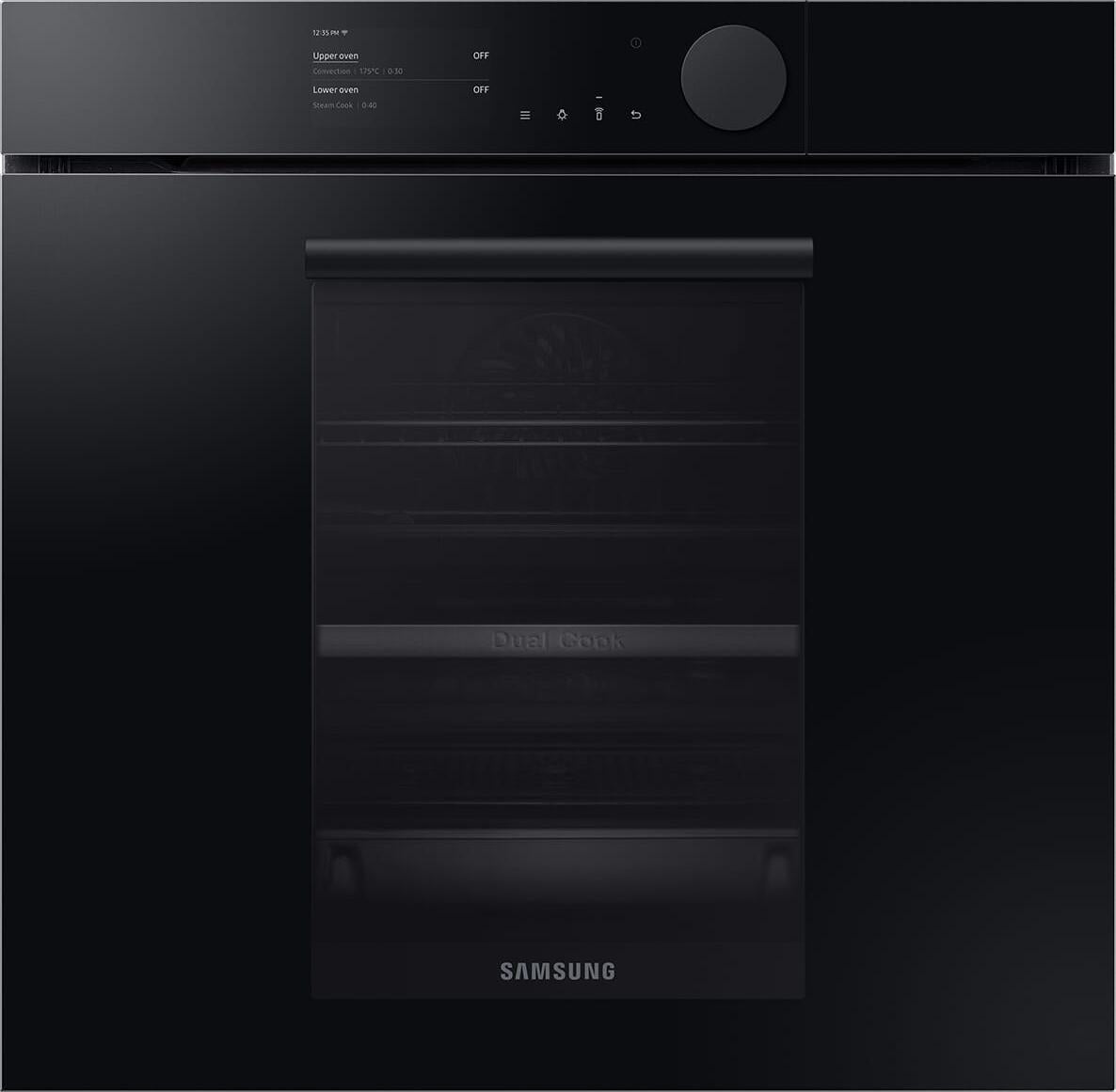 Samsung Infinite Dual Cook Steam Einbaubackofen 60cm, Pyrolyse, Onyxschwarz glänzend NV75T8979RK/EG 75L