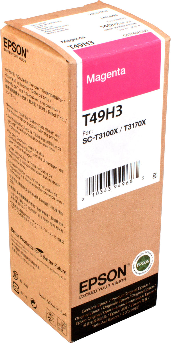 Epson SC-T3100x Magenta 140ml T49H, Magenta, Epson, SureColor SC-T3100X, SC-T3100x 240V, Indonesien, 1 Stück(e), 58 mm