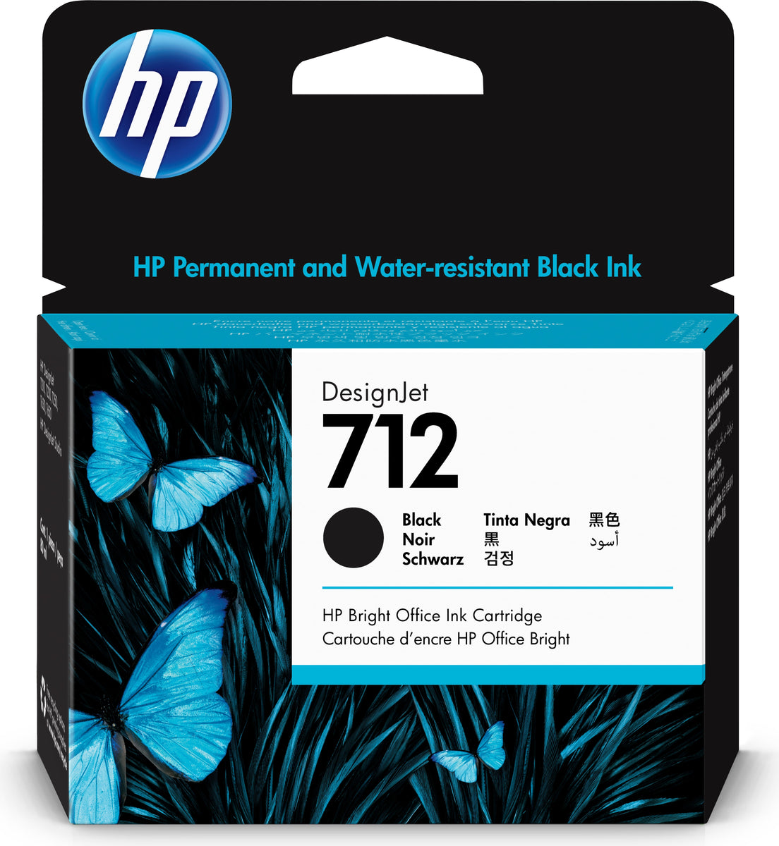 HP 712 Schwarz DesignJet Druckerpatrone, 80 ml, Hohe (XL-) Ausbeute, Schwarz, Tinte auf Pigmentbasis, 80 ml, 1 Stück(e), Einzelpackung