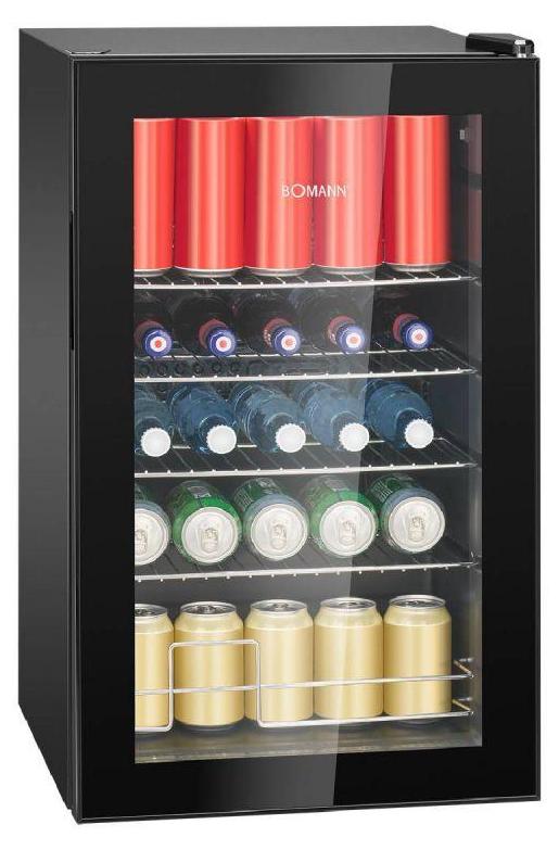 Bomann Glastür-Kühlschrank | Getränkekühlschrank mit 63 Liter | 4 Chromablagen | Doppelverglaste Tür | stufenlose Temperaturregelung | KSG 7287