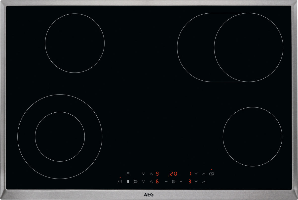 AEG HK834060XB, Gebürsteter Stahl, Integriert, Keramik, Glaskeramik, 4 Zone(n), 4 Zone(n)