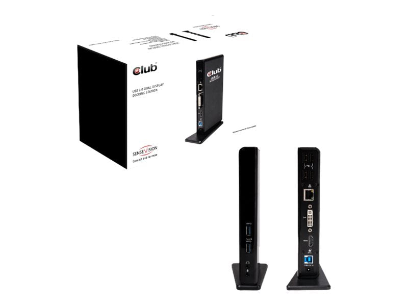 CLUB3D USB Gen1 Type A Dual Display Docking Station, Kabelgebunden, USB 3.2 Gen 1 (3.1 Gen 1) Type-A, 1.4a, 3,5 mm, USB Typ-B, 10,100,1000 Mbit/s