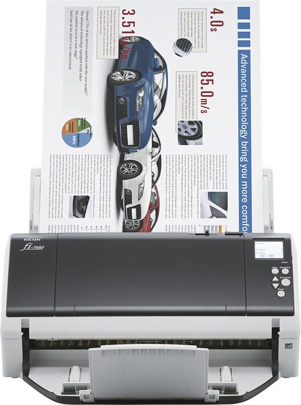Ricoh fi-7480, 304,8 x 5588 mm, 600 x 600 DPI, 24 Bit, 8 Bit, 1 Bit, 80 Seiten pro Minute