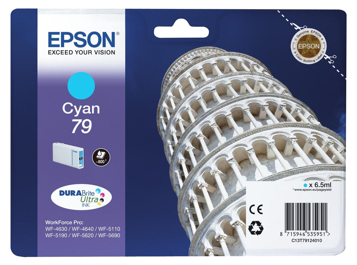 Epson Tower of Pisa Tintenpatrone 79 Cyan, Standardertrag, Cyan, 6,5 ml, 1 Stück(e), Einzelpackung