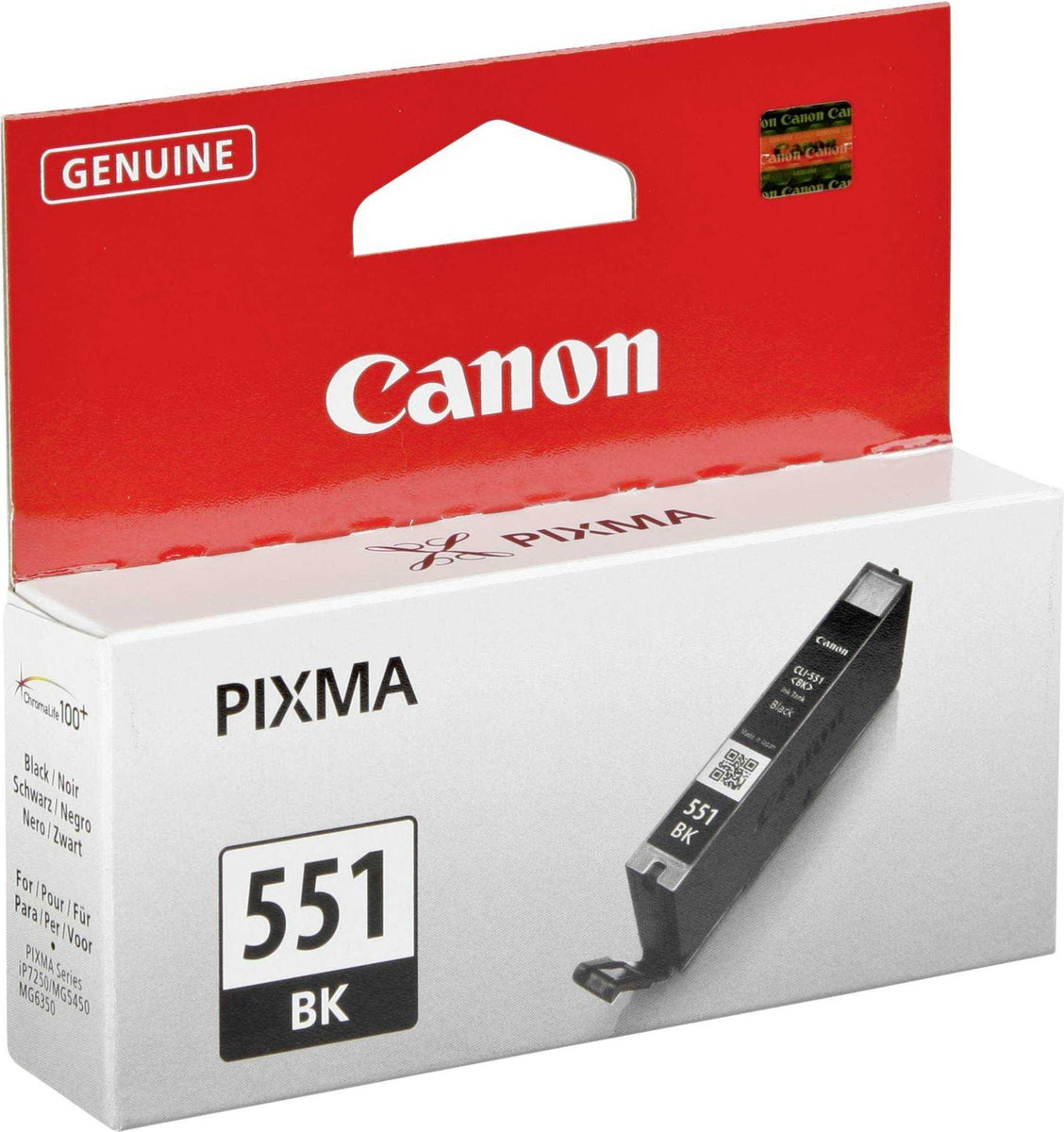 Canon CLI-551BK Tinte Schwarz, Standardertrag, Foto schwarz, Tinte auf Farbstoffbasis, 1 Stück(e), 495 Seiten