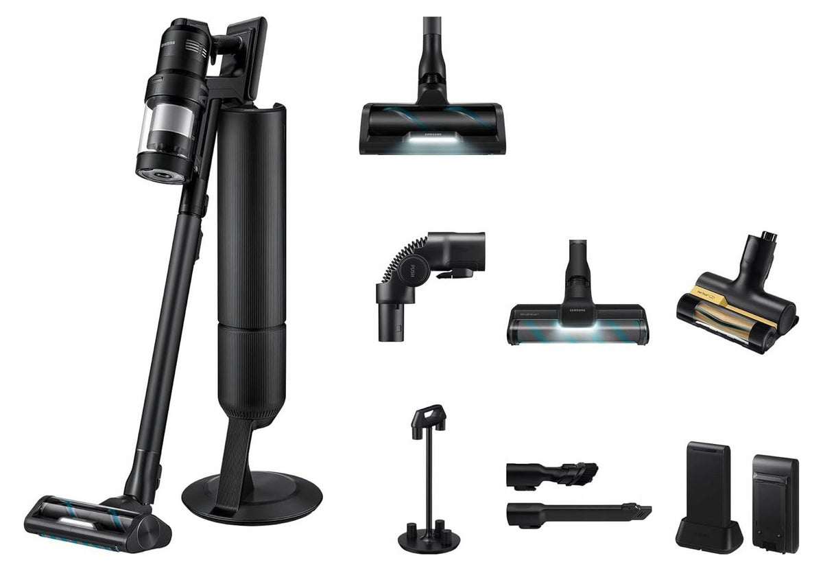 Samsung Bespoke AI Jet Ultra Akku+ CompleteClean, 1050 W Motorleistung, Satin Black, 2-in-1-Stabstaubsauger, Staubbeutel, Schwarz, 0,5 l, Trocken, HEPA