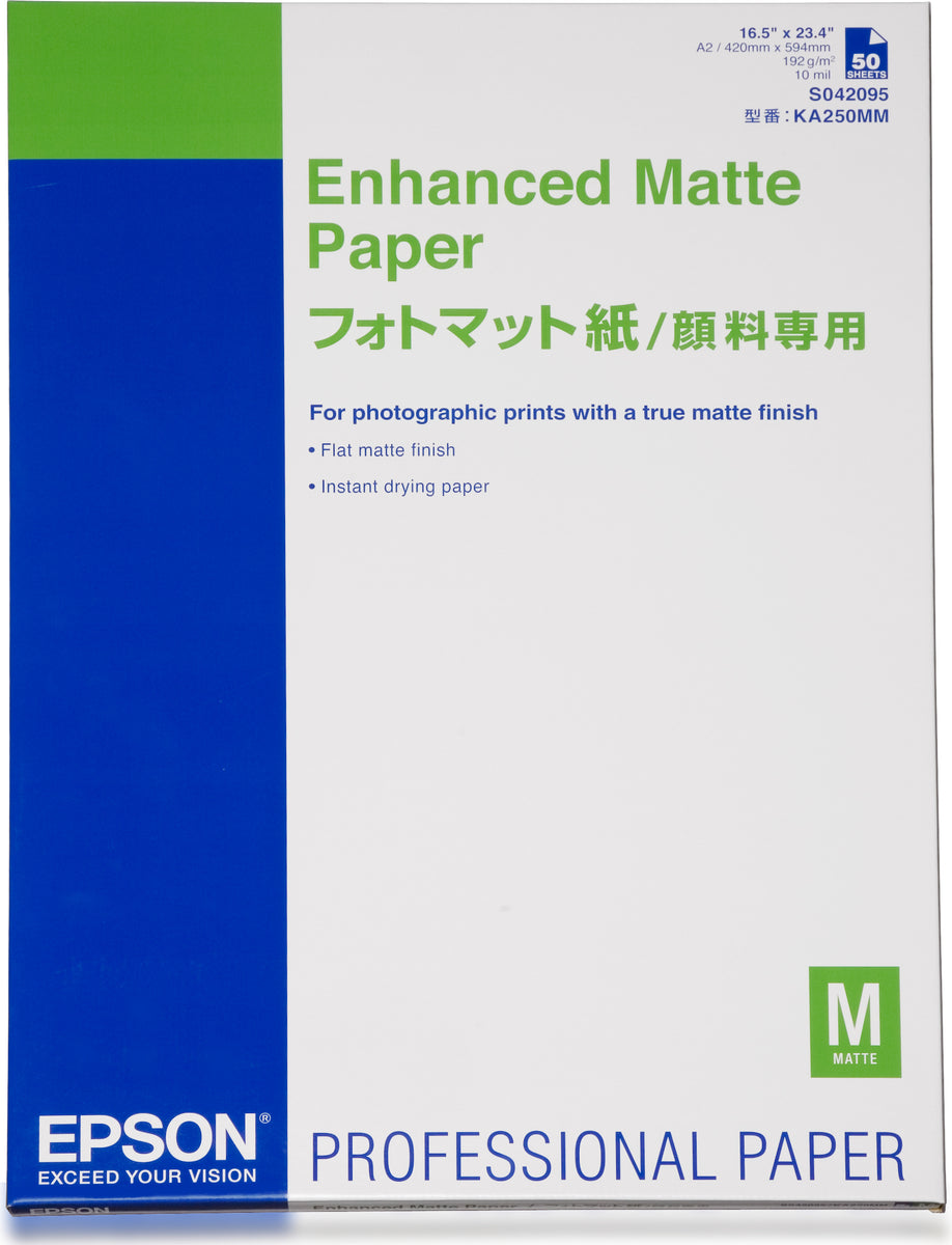 Epson Enhanced Matte Paper A2, 50 Blatt, 192 g/m2, 42 cm, Matt, 250 µm, 192 g/m²