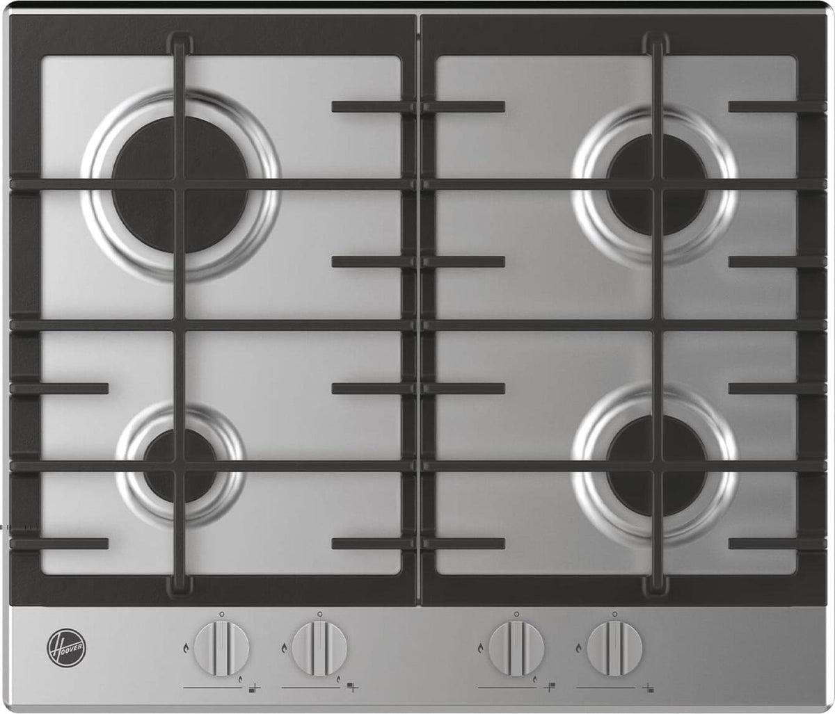 Hoover H-HOB 300 GAS HMK6GRK3X NL, Edelstahl, Integriert, 59.5 cm, Gaskochfeld, Edelstahl, 4 Zone(n)
