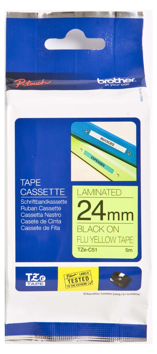 Brother Gloss Laminated Labelling Tape - 24mm, Black/Yellow, TZ, 8 m, 2,4 cm