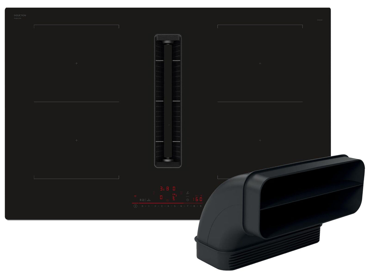 Bosch Serie 6 PVQ811H26E + HEZ9VDSB2, Schwarz, Integriert, 80 cm, Zonen-Induktionskochfeld, Keramik, 4 Zone(n)