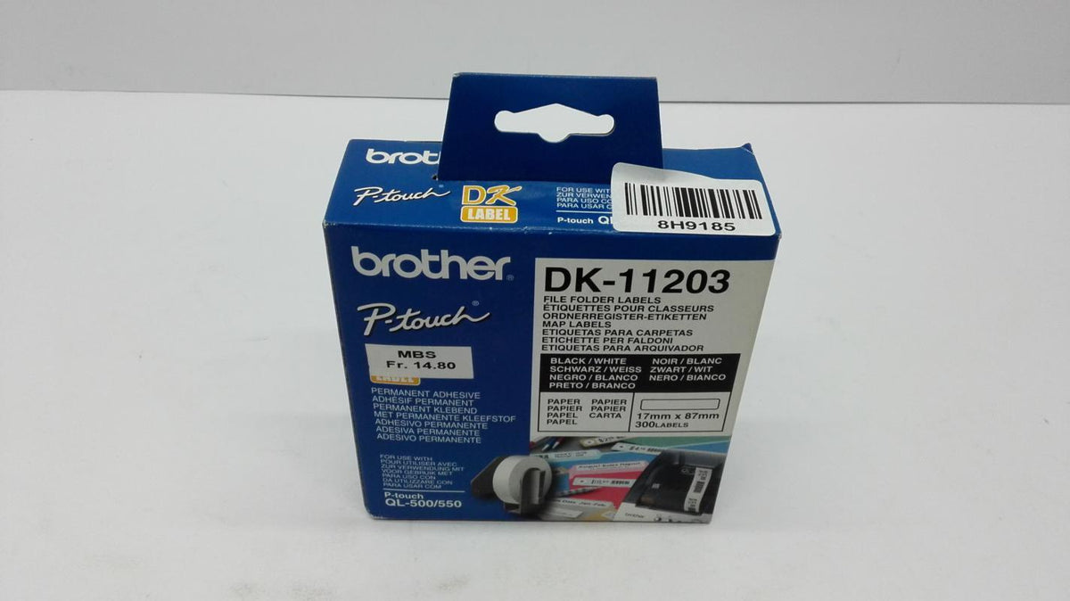 Brother DK-11203, Schwarz auf weiss, 1 Stück(e), DK, Weiß, Thermodirekt, China
