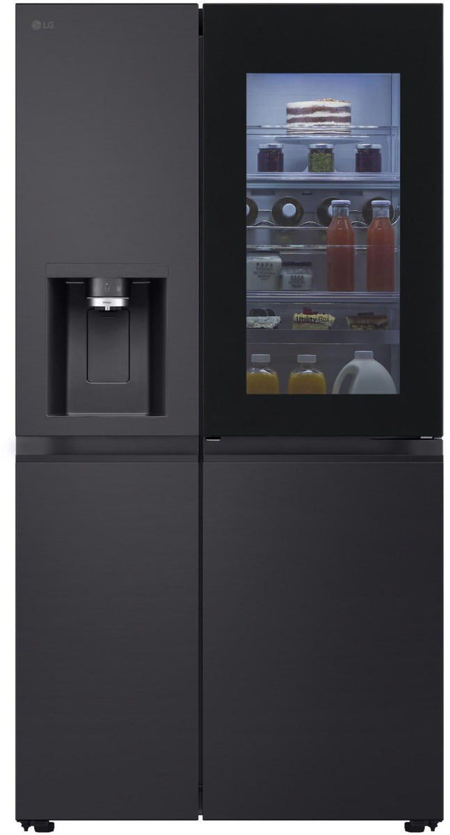 LG InstaView GSXE91EVAD, Freistehend, Amerikanische Tür, Schwarz, 3 Tür(en), Essence Black Steel, Berührung