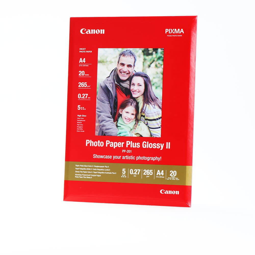 Canon PP-201 Glossy II Fotopapier Plus A4 – 20 Blatt, Glanz, 260 g/m², A4, Weiß, 20 Blätter, - Bubble Jet: BJC 8200 Photo, i250, i320, i350, i450, i455, i470D, i475D, i550, i560, i6500, i70,...