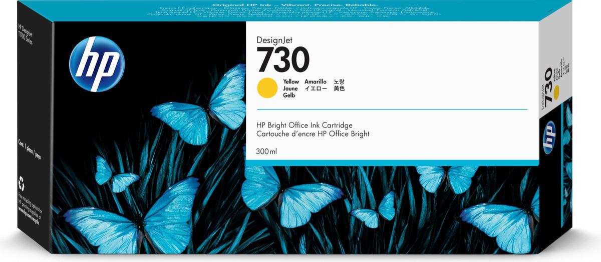 HP 730 DesignJet Druckerpatrone Gelb 300 ml, HP DesignJet T1700 Druckerserie, Thermal Inkjet, Gelb, P2V70A, Business, Singapur