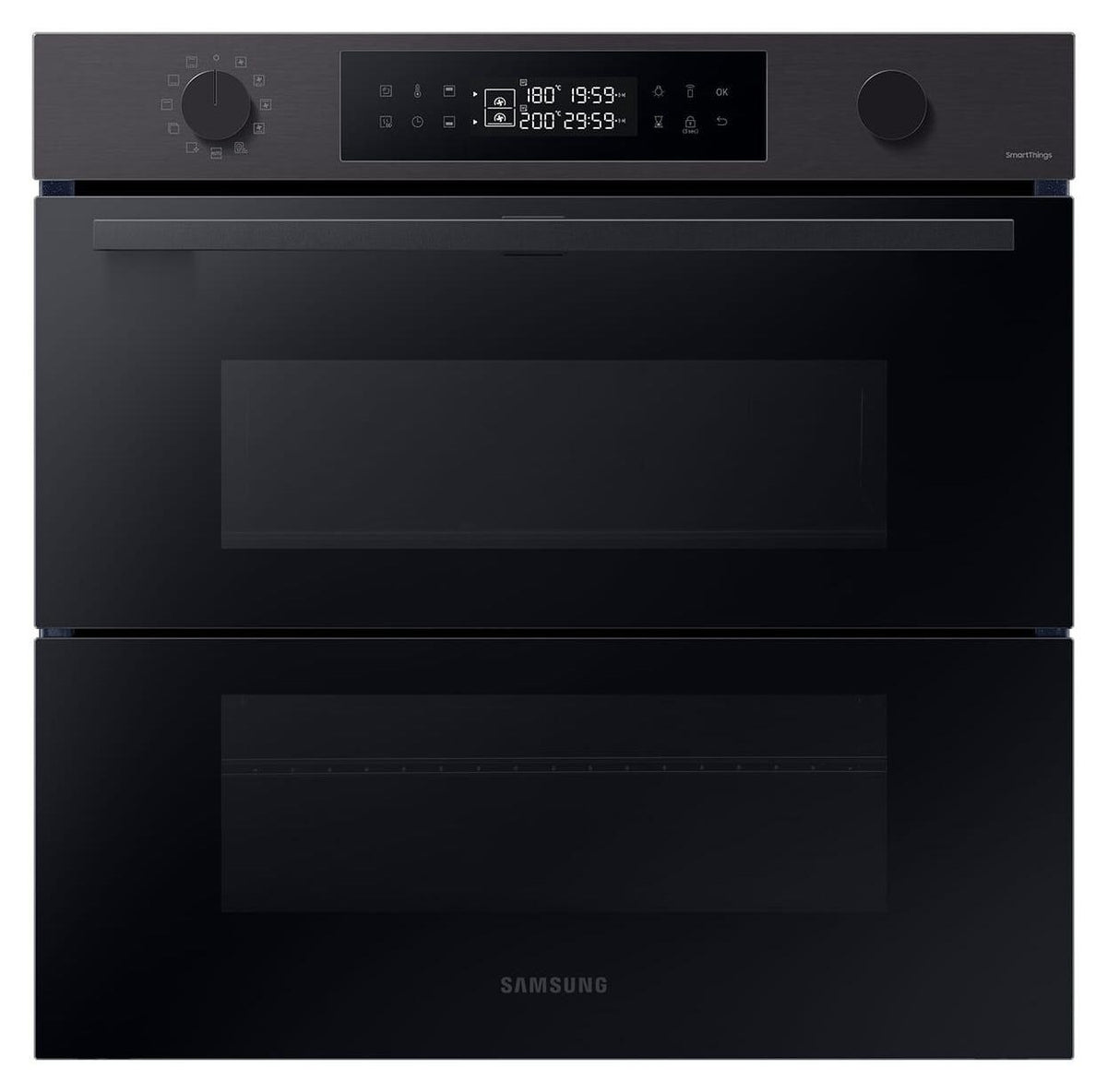 Samsung Series 4 Dual Cook Flex™ Einbaubackofen, 76 ℓ, A+, Pyrolyse, Black Stainless Steel, Serie 4, Groß, Elektrischer Ofen, 76 l, 76 l, 1100 W, 30 - 275 °C