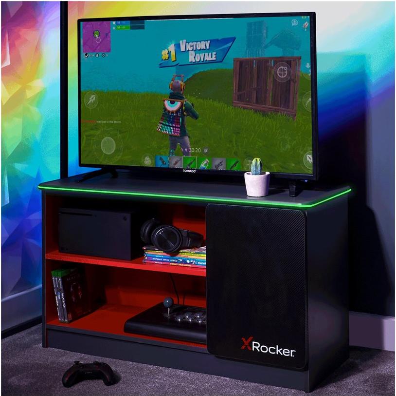 XRocker X Rocker Carbon-Tek - Schrankeinheit - für LCD-Display / AV-System - with led lights - Holz - Grau, Rot - Bildschirmgröße: 106.7 cm (42