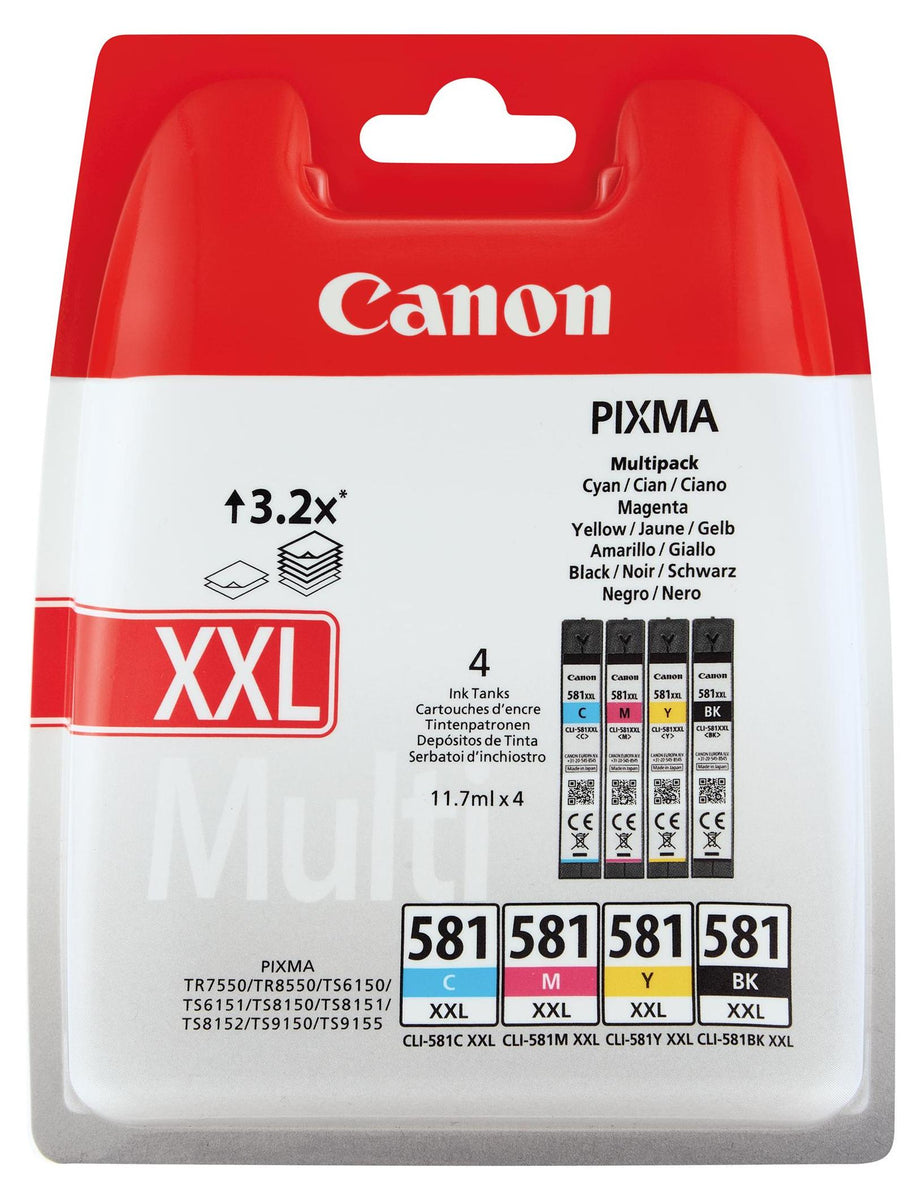 Canon CLI-581XXL BK/C/M/Y Multipack, Schwarz, Cyan, Magenta, Gelb, 4 Stück(e), Multipack