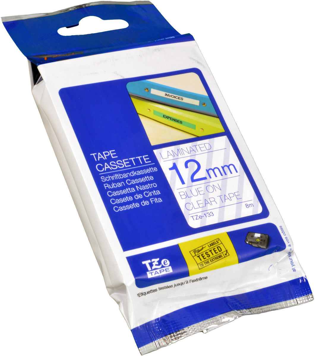 Brother TZE-133, Blau auf transparent, TZe, Grau, Wärmeübertragung, China, 5 Jahr(e)