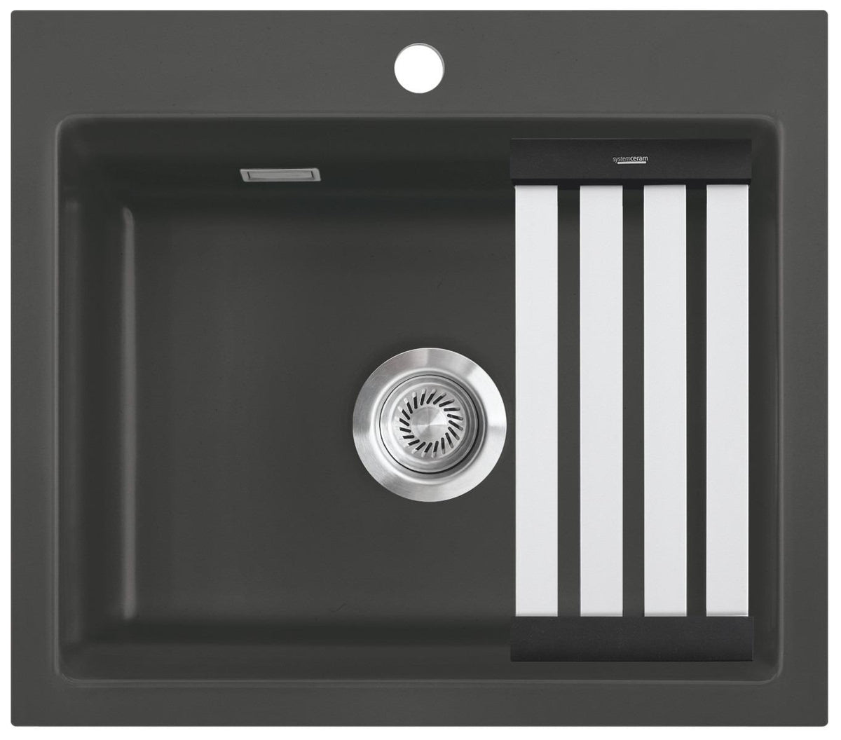 KeraDomo Spüle KARA 57 in SCHIEFER mit Handbetätigung / ab Schrankbreite 60 cm / Einbauspüle