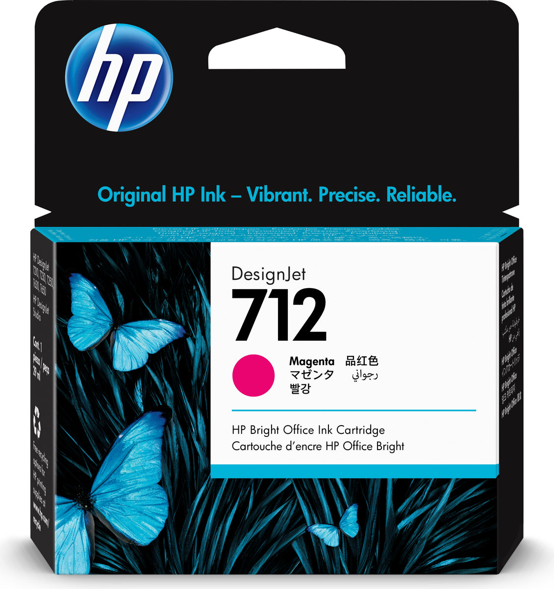 HP 712 Magenta DesignJet Druckerpatrone, 29 ml, HP DesignJet T210, T230, T250, T630, T650 Druckerserie, Thermal Inkjet, Magenta, Singapur, Malaysia, 114 mm, 25 mm
