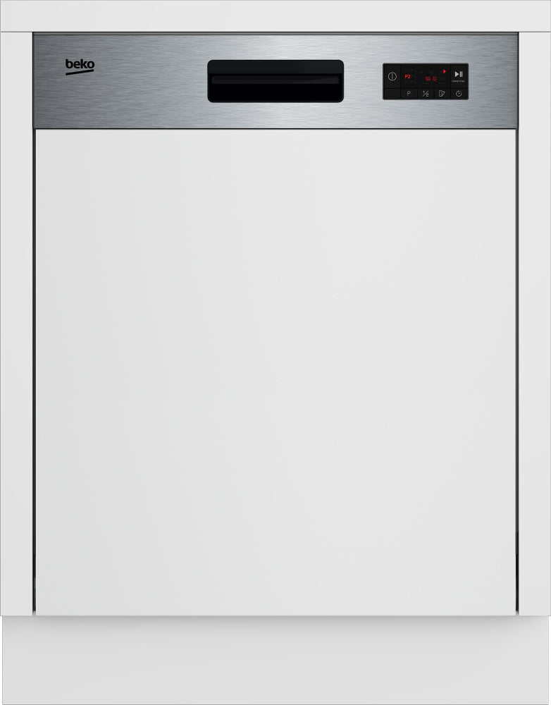 Beko BDSN15430X, Halb integriert, Standardgröße (60 cm), Schwarz, Tasten, LED, Zusammenklappbar