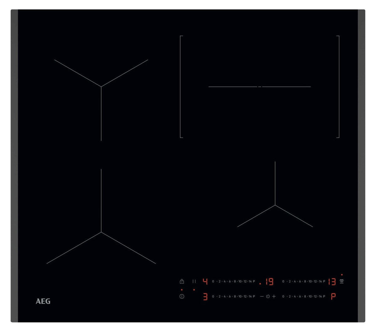 AEG TO64IC00FB, Schwarz, Edelstahl, Integriert, 57.6 cm, Zonen-Induktionskochfeld, 4 Zone(n), 4 Zone(n)