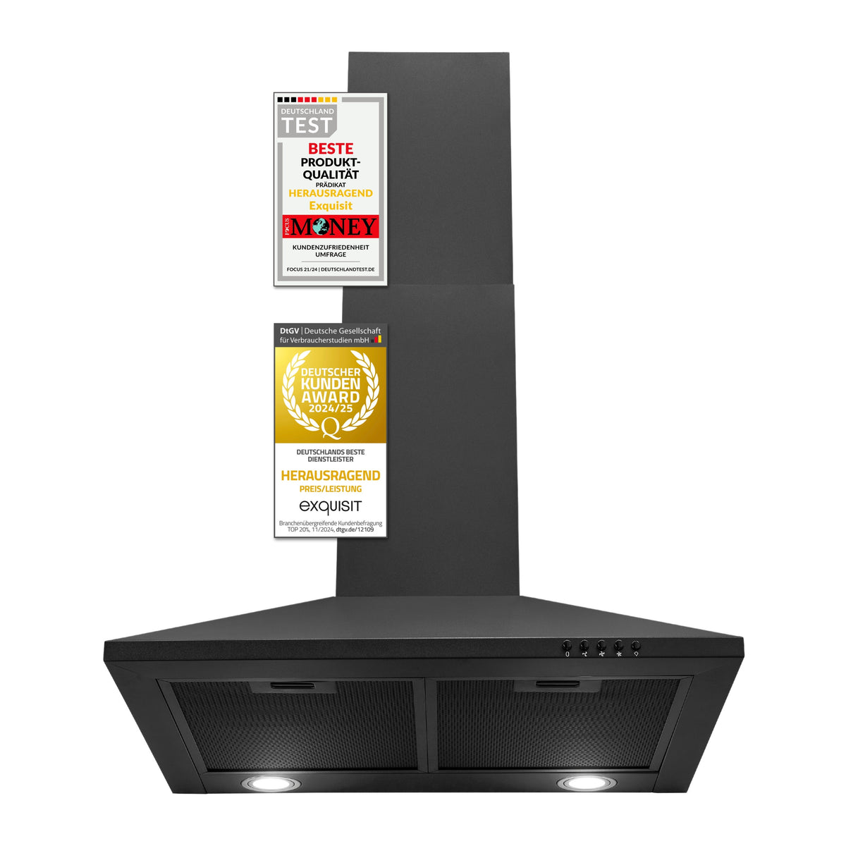 Exquisit Kamin-Dunstabzugshaube, 60cm Breite, Umluft, Abluft, 68 Watt, KH 60-8.3 inox