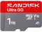 SanDisk Ultra GO, 1 TB, MicroSDXC, UHS-I, 190 MB/s, V10, Grau, Rot