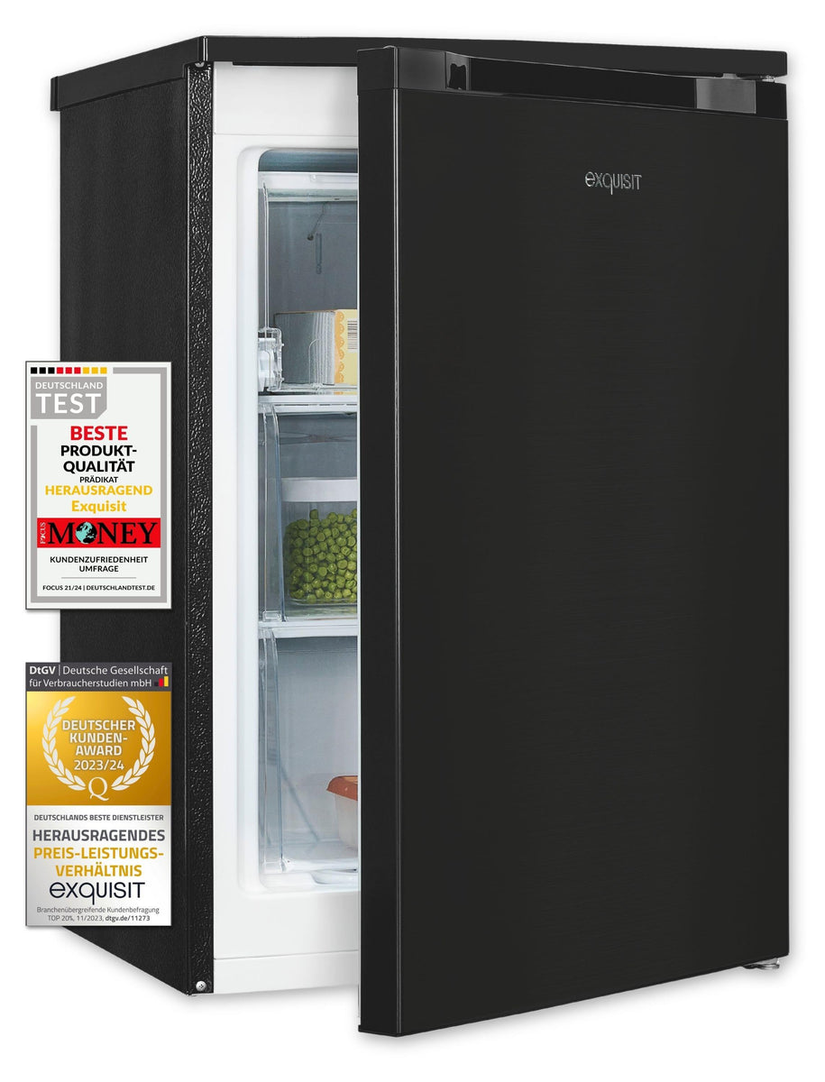 Exquisit Gefrierschrank GS81-051C schwarz | Nutzinhalt: 85 L | 4-Sterne-Gefrieren | Standgerät