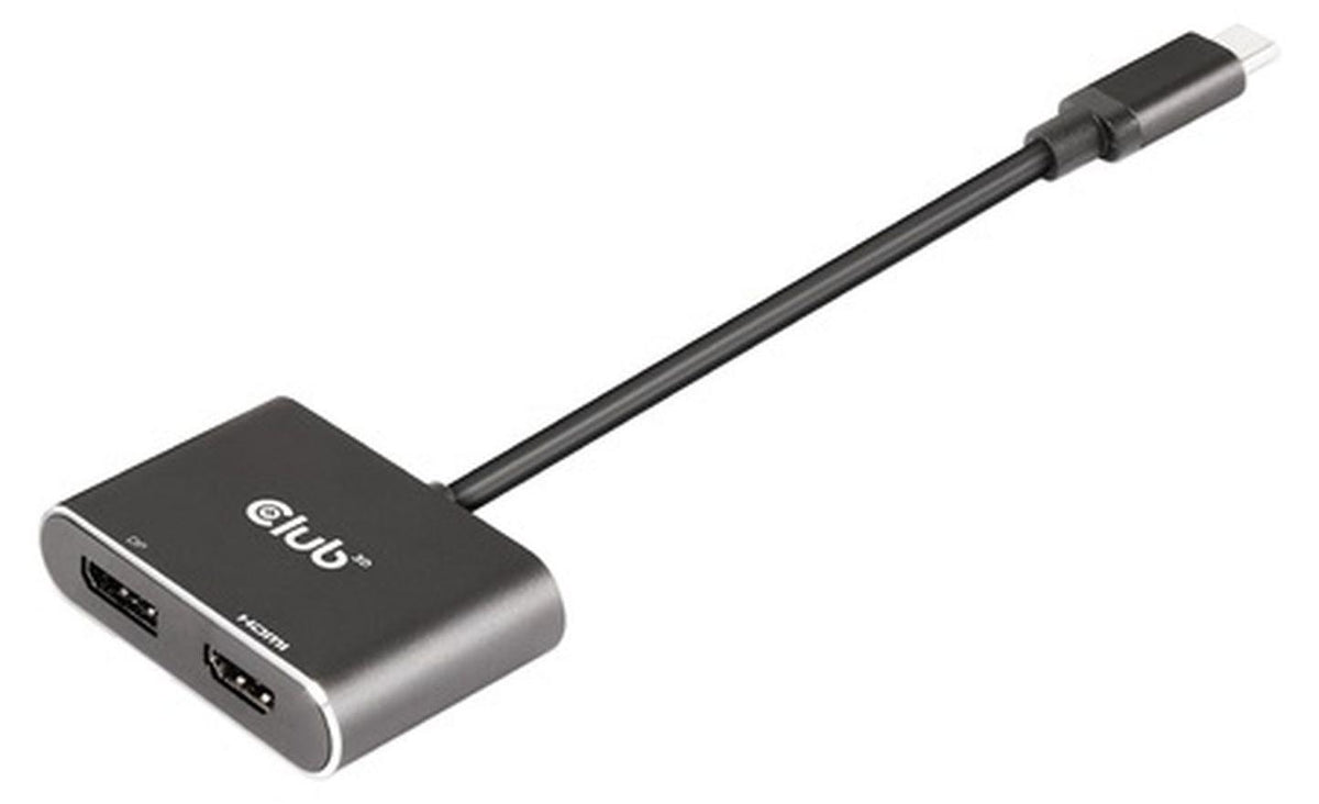 CLUB3D MST hub USB3.2 Gen2 Type-C(DP Alt-Mode) to DisplayPort + HDMI 4K60Hz M/F, 3840 x 2160, 2160p, Schwarz, Windows 10, 62 mm, 59 mm