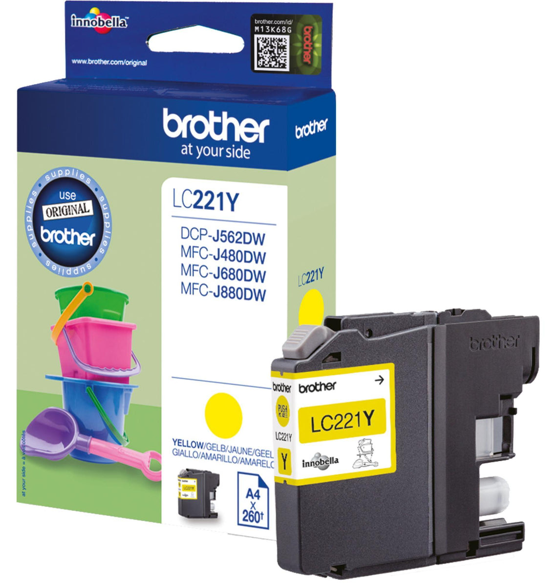 Brother LC221Y, Gelb, Tinte auf Pigmentbasis, 1 Stück(e), 260 Seiten, Einzelpackung
