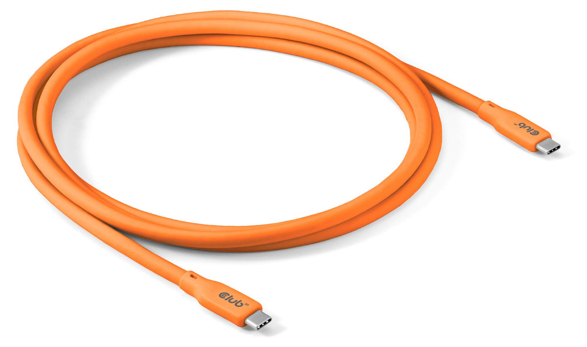 CLUB3D USB C Kabel orange, 2 m, USB C, USB C, USB4 Gen 2x2, 20 Gbit/s, Orange