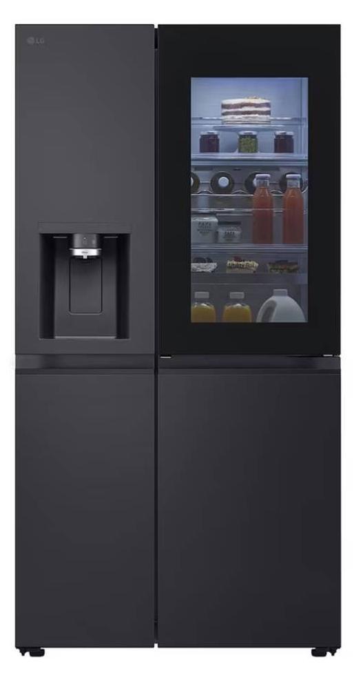 LG InstaView GSXE90EVDD, Freistehend, Amerikanische Tür, Schwarz, 3 Tür(en), Essence Black Steel, Touchsteuerung