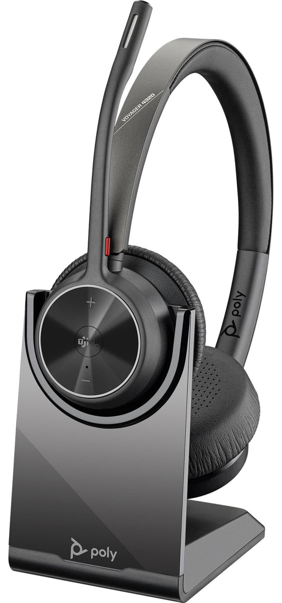 HP Poly VOYAGER 4320-M Microsoft Teams-es Headset mit Ladestation, Verkabelt & Kabellos, Anrufe/Musik, 162 g, Kopfhörer, Schwarz