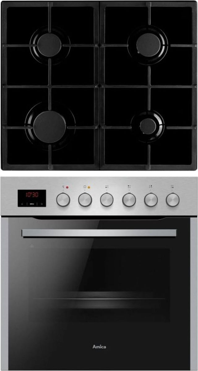 Amica EHEG 933 101 E, Gaskochfeld, 4 Zone(n), Glaskeramik, Schwarz, 58 cm, 51 cm