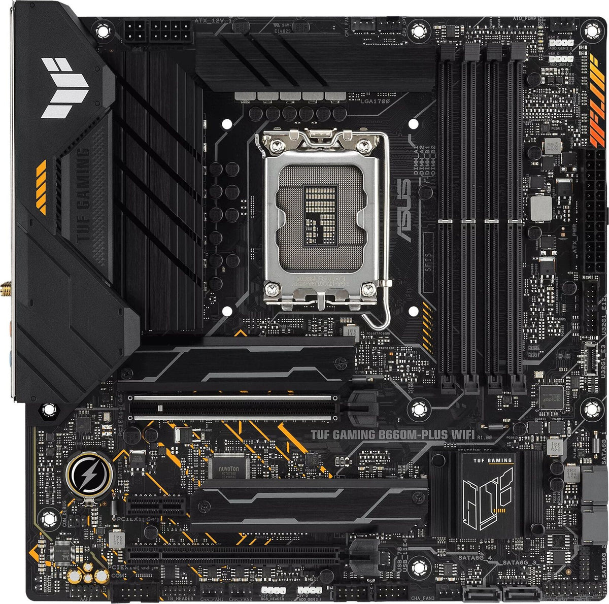 ASUS TUF GAMING B660M-PLUS WIFI, Intel, LGA 1700, Intel® Celeron®, Intel® Core™ i3, Intel® Core™ i5, Intel® Core™ i7, Intel® Core™ i9,..., LGA 1700, DDR5-SDRAM, 128 GB