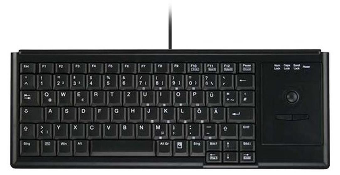 Contour Design Active Key Contour Industrietastatur IP68 Trackball Mini Kabelgebunden Schwarz DE 4400, Mini, Kabelgebunden, USB, Scherenschalter, QWERTZ, Schwarz