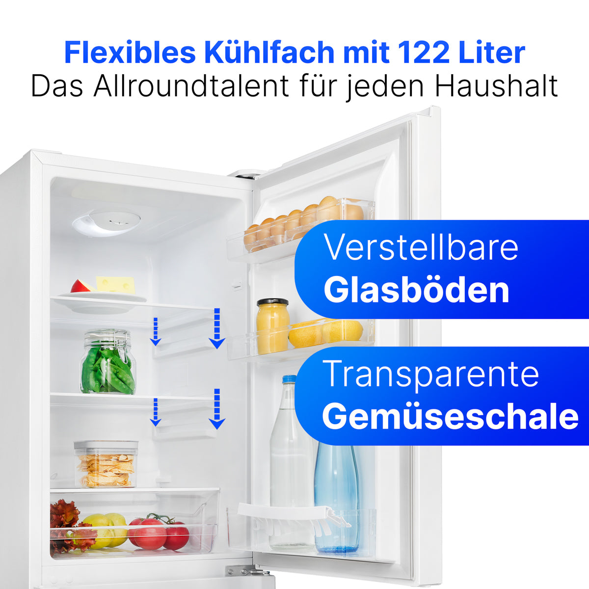 Bomann Kühlschrank mit Gefrierfach |  | 143cm | Kühl Gefrierkombination leise | Türanschlag wechselbar | 175L | KG 322.1 weiß