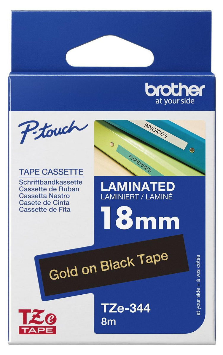 Brother TZE-344, Gold auf Schwarz, TZe, Wärmeübertragung, China, 5 Jahr(e), Brother