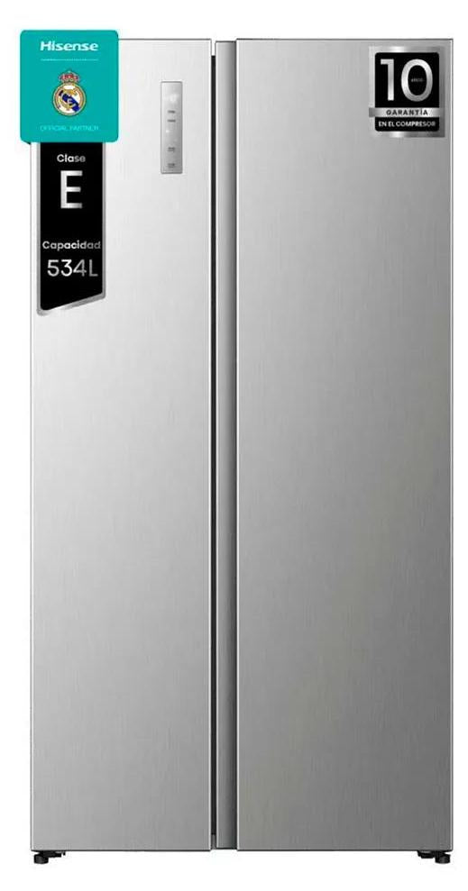Hisense Hi3 Freistehend Side-by-Side-Kühlschrank, Inox, 527 l, Freistehend, Amerikanische Tür, Grau, Edelstahl, 2 Tür(en), Touchsteuerung, LED