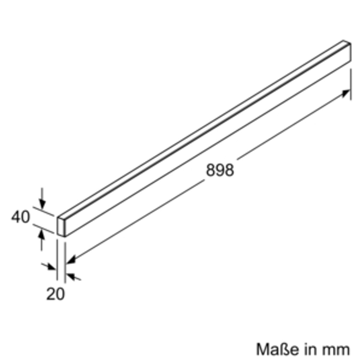 Siemens LZ49850, Paneel für Dunstabzugshaube, Edelstahl, Siemens, 898 mm, 20 mm, 40 mm