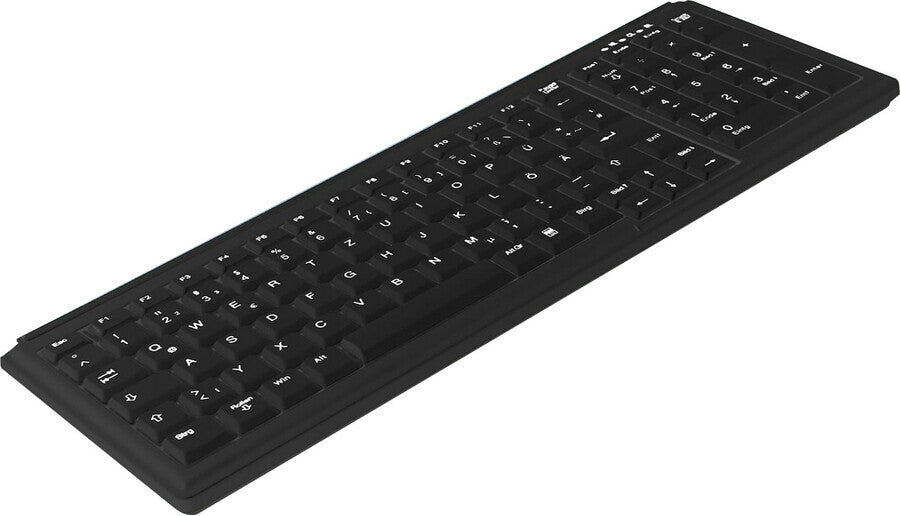 Contour Design Active Key Contour Industrietastatur IP68 Kompakt Kabelgebunden Schwarz DE C7000, Volle Größe (100%), Kabelgebunden, USB, Scherenschalter, QWERTZ, Schwarz
