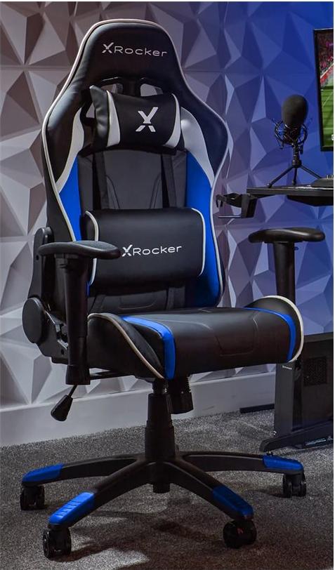 X Rocker Agility Compact eSports Gaming Bürostuhl für Teenager, Gaming-Sessel, 100 kg, Gepolsterter, ausgestopfter Sitz, Vernetzte Rückenlehne, Schwarz, Schwarz, Blau
