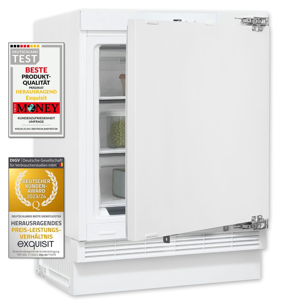 Exquisit Unterbau Gefrierschrank UGS105-FE-010E | Nutzinhalt: 101 L | Alarm-Funktion | 4-Sterne-Gefrieren | Festtürmontage | Unterbaugerät