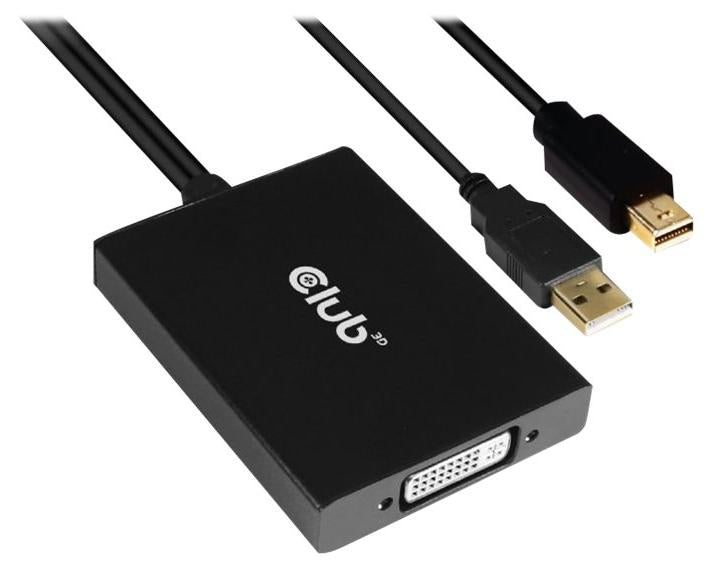 CLUB3D Mini DisplayPort to Dual Link DVI, HDCP OFF version for Apple Cinema Displays Active Adapter, 0,6 m, DVI-D, Mini DisplayPort + USB Type-A, Buchse, Stecker, Gerade